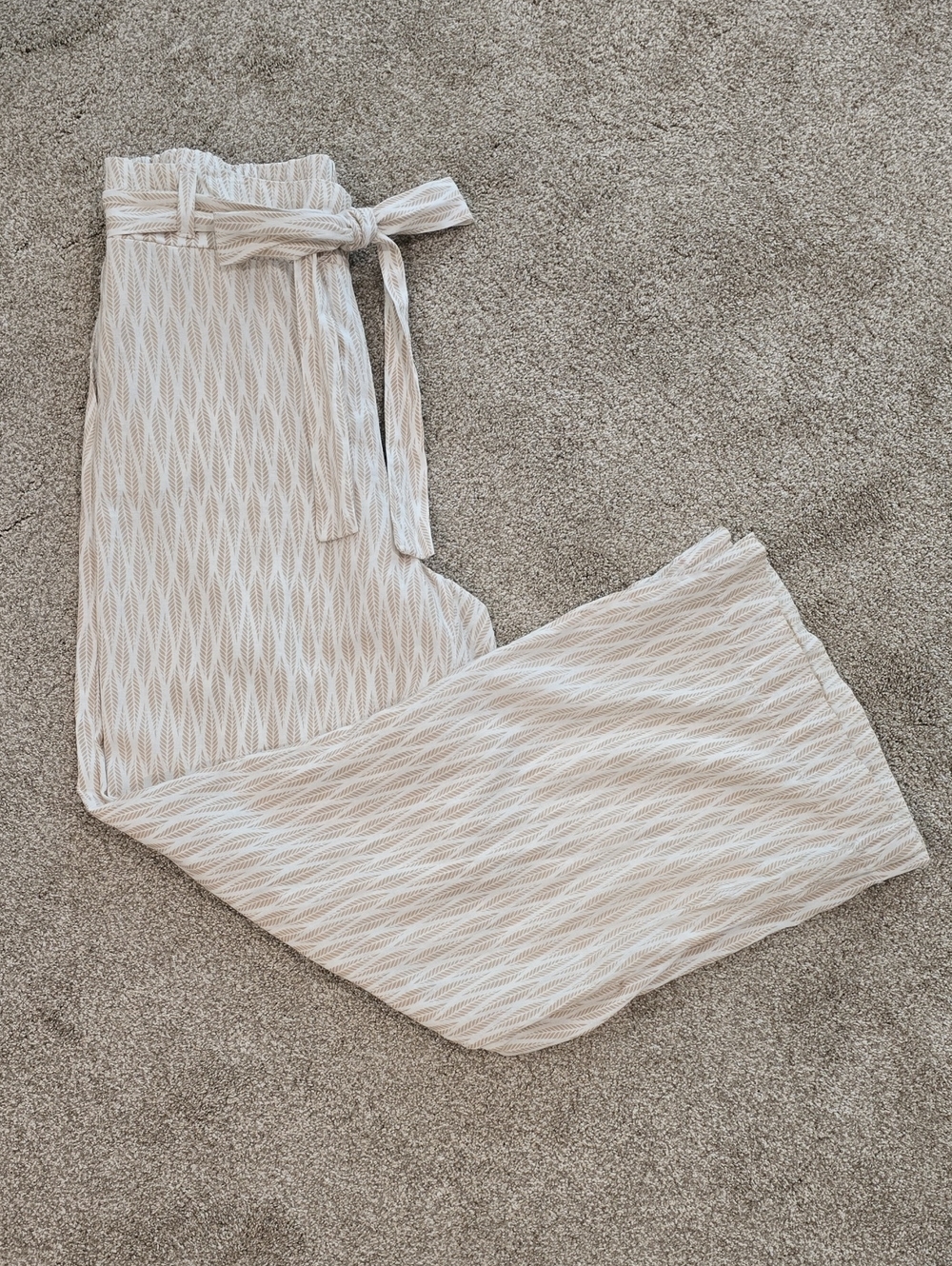 Beau Dawson Beige Linen-Blend Wide Leg Pants